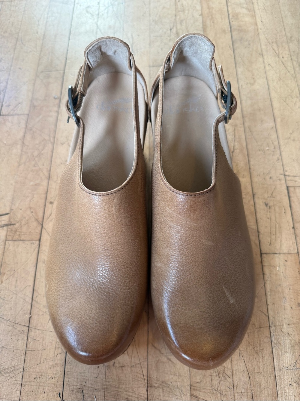 DANSKO Sassy Clog Sandal Tan Brown Leather Burnished Distressed Boho Platform 39 - Picture 6 of 13